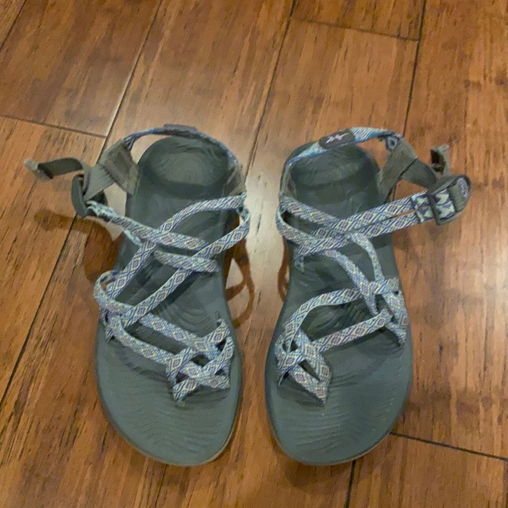 Blue Pattern Two-Strap Chaco’s With Toe - image 1